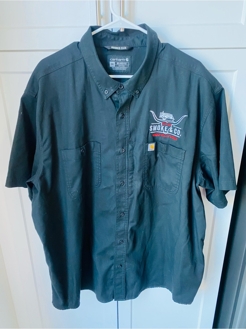 Carhartt Mens rugged flex 3XL black short sleeve professional smoke & co